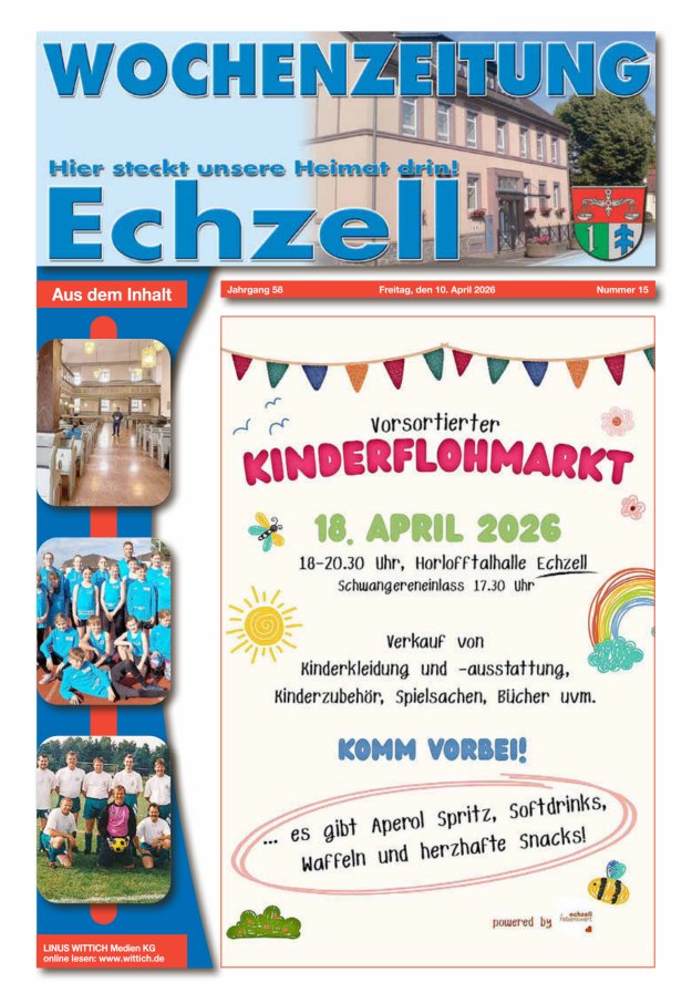 Wochenzeitung für die Gemeinde Echzell Titelblatt 15/2026