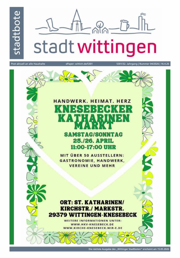 Wittinger Stadtbote Titelblatt 04/2026