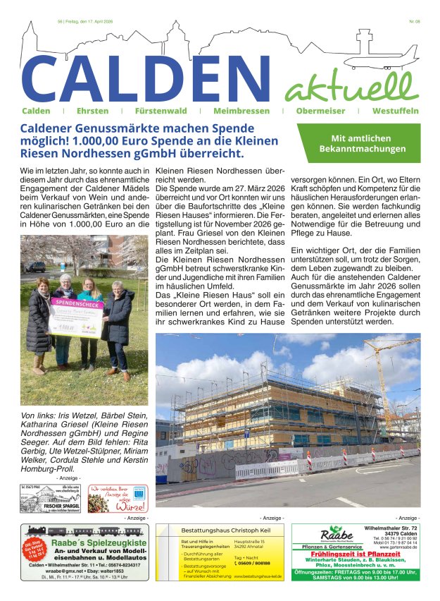 Calden aktuell Titelblatt 08/2026