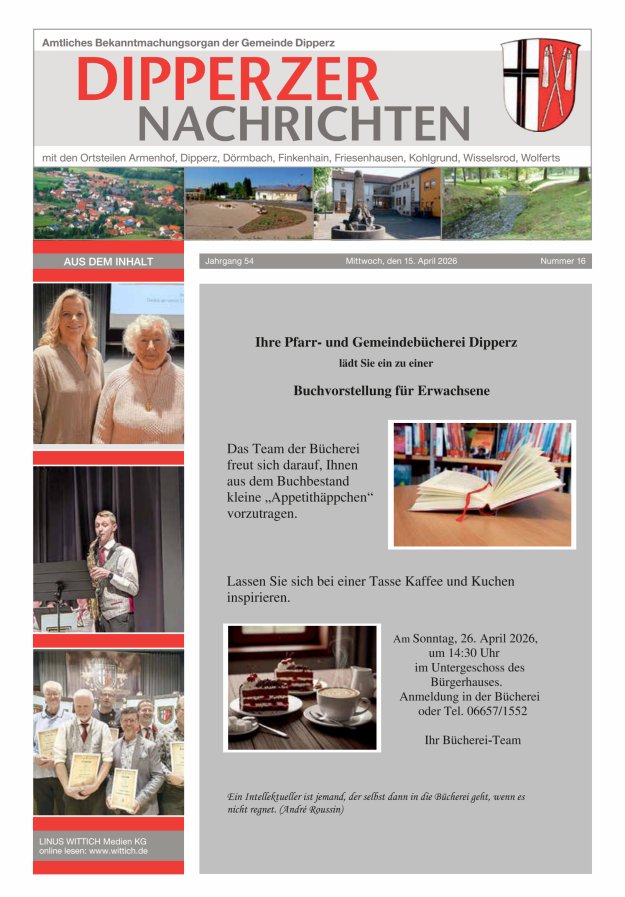 Dipperzer Nachrichten Titelblatt 16/2026