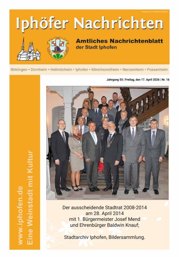 Iphöfer Nachrichten Titelblatt 16/2026