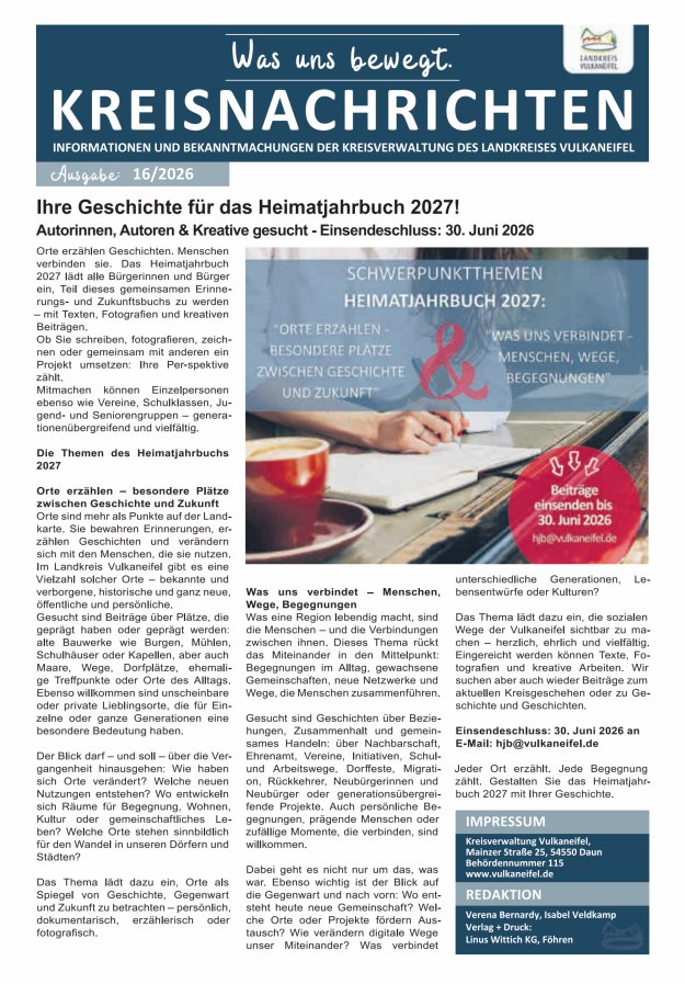 Kreisnachrichten Titelblatt 16/2026