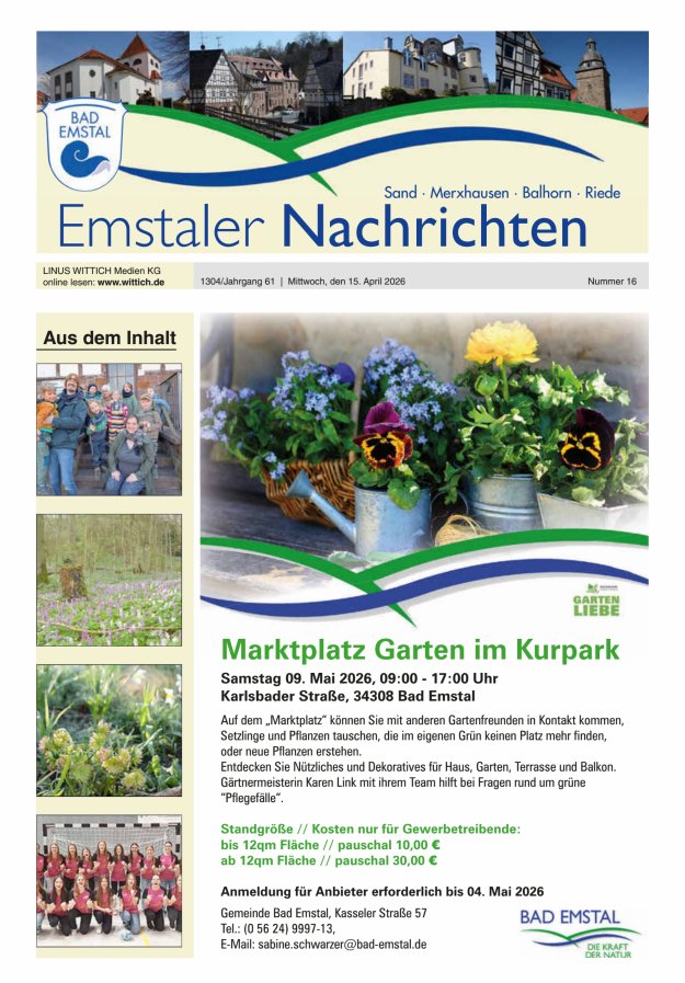 Emstaler Nachrichten Titelblatt 16/2026