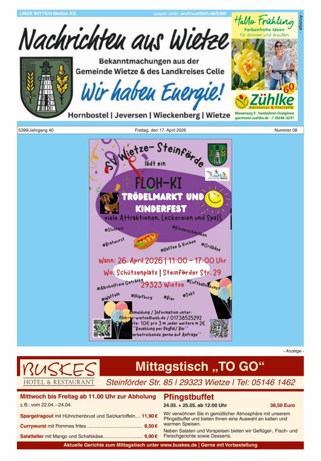 Nachrichten aus Wietze Titelblatt 08/2026