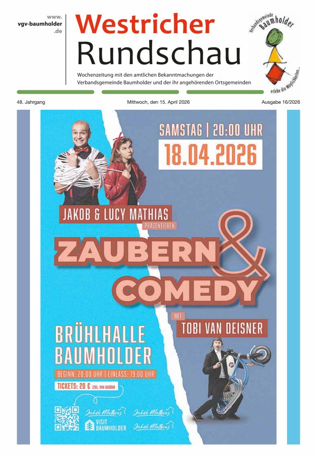 Westricher Rundschau VG Baumholder Titelblatt 16/2026
