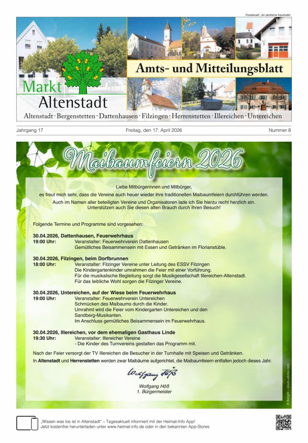 Amts- und Mitteilungsblatt des Marktes Altenstadt Titelblatt 08/2026
