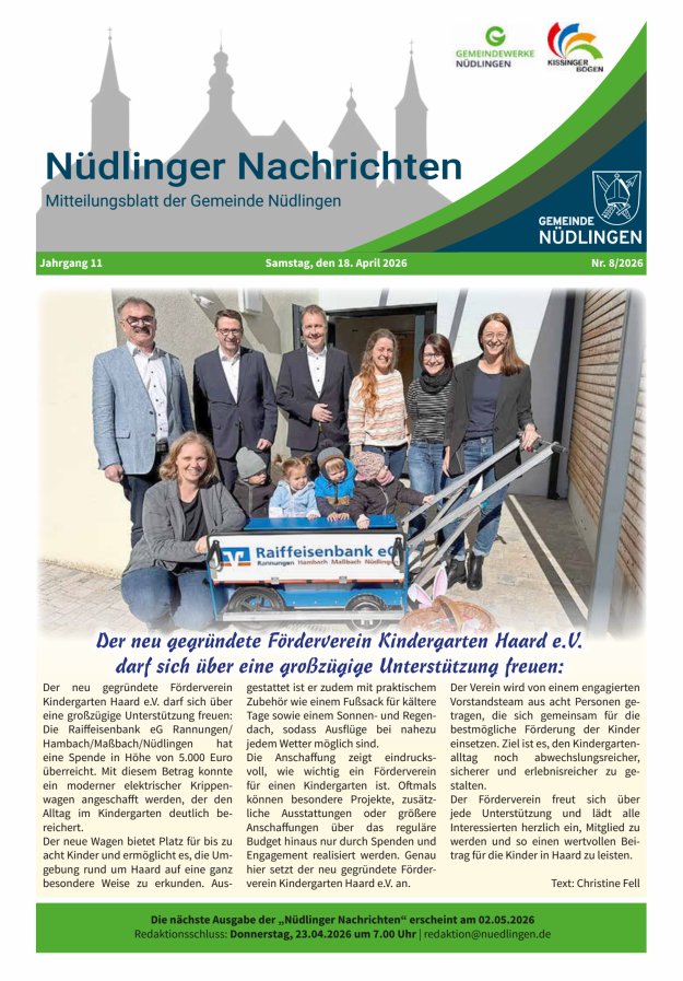 Nüdlinger Nachrichten Titelblatt 08/2026