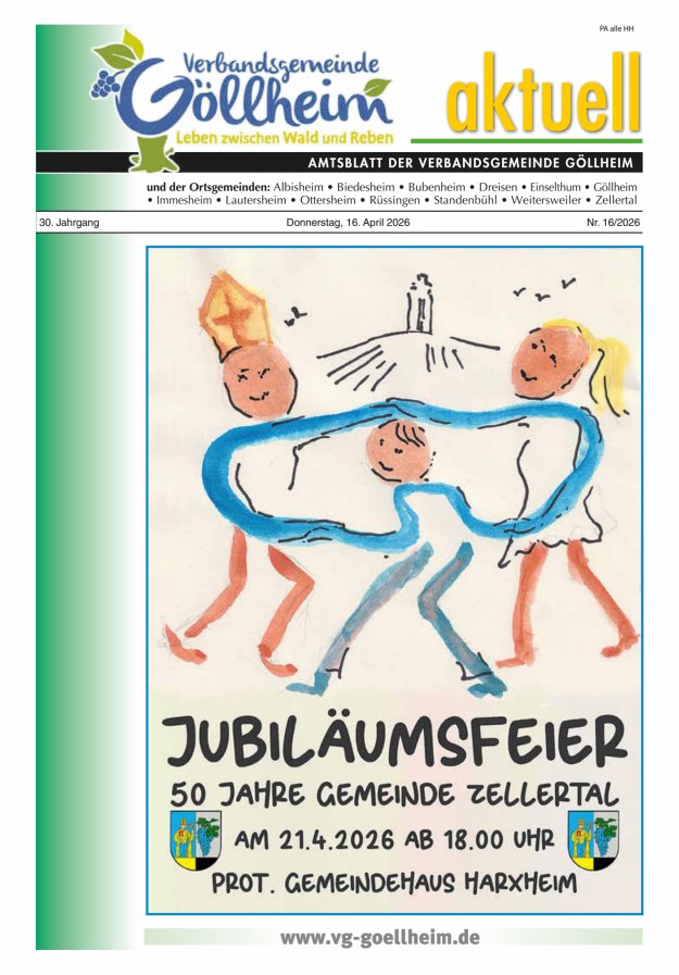 Verbandsgemeinde Göllheim aktuell Titelblatt 16/2026