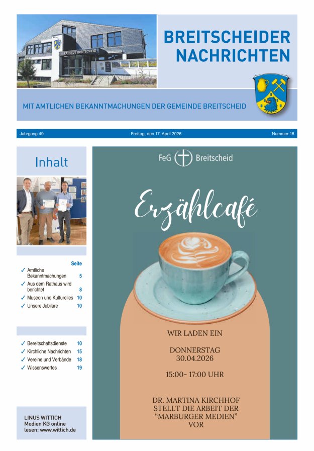 Breitscheider Nachrichten Titelblatt 16/2026