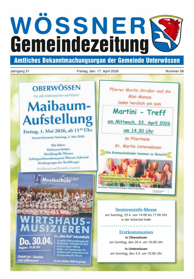 Wössner Gemeindezeitung Amtliches Bekanntmachungsorgan der Gemeinde Unterwössen Titelblatt 08/2026