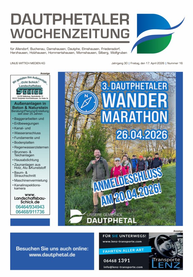 Dautphetaler Wochenzeitung Titelblatt 16/2026