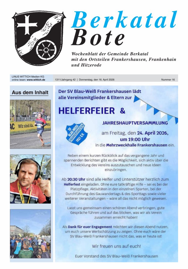 Berkatal Bote Titelblatt 16/2026