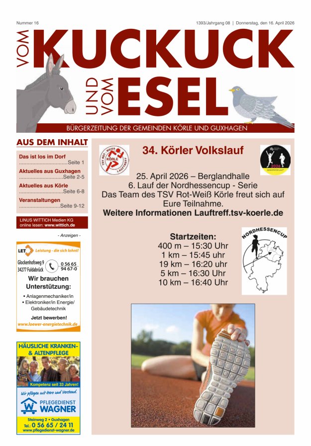 Vom Kuckuck und Esel (Guxhagen-Körle) Titelblatt 16/2026