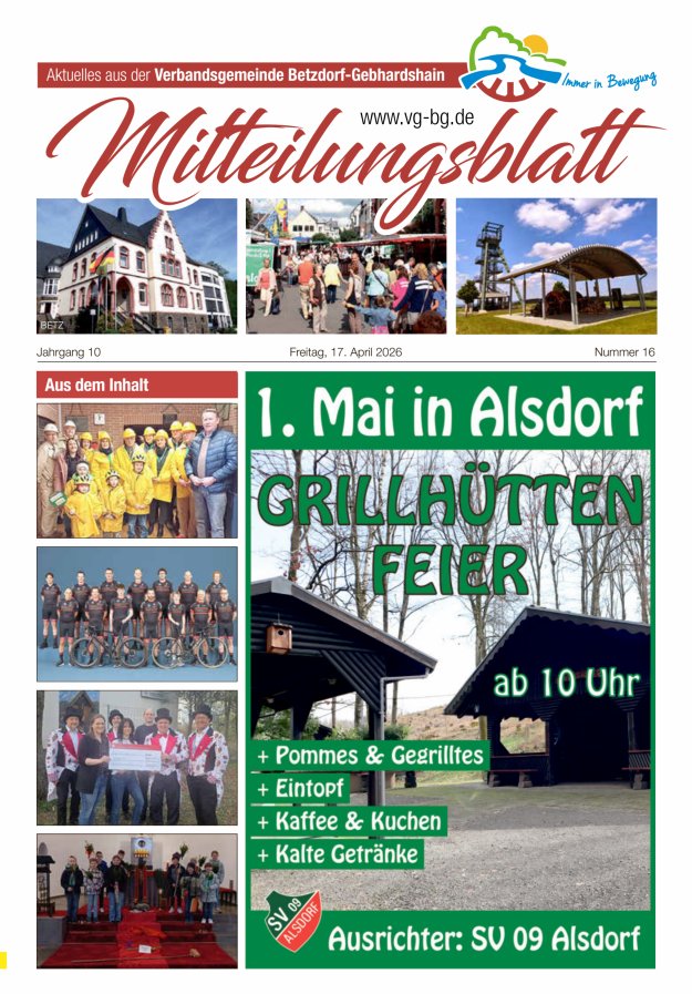 Aktuelles aus der VG Betzdorf-Gebhardshain, Ausgabe Betzdorf Titelblatt 16/2026