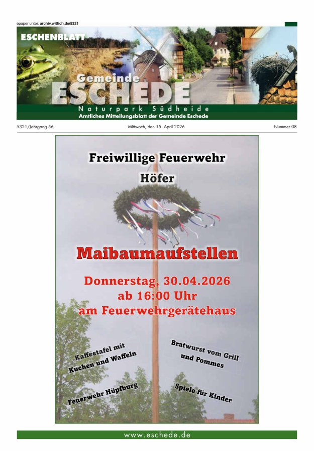 Eschenblatt Titelblatt 08/2026