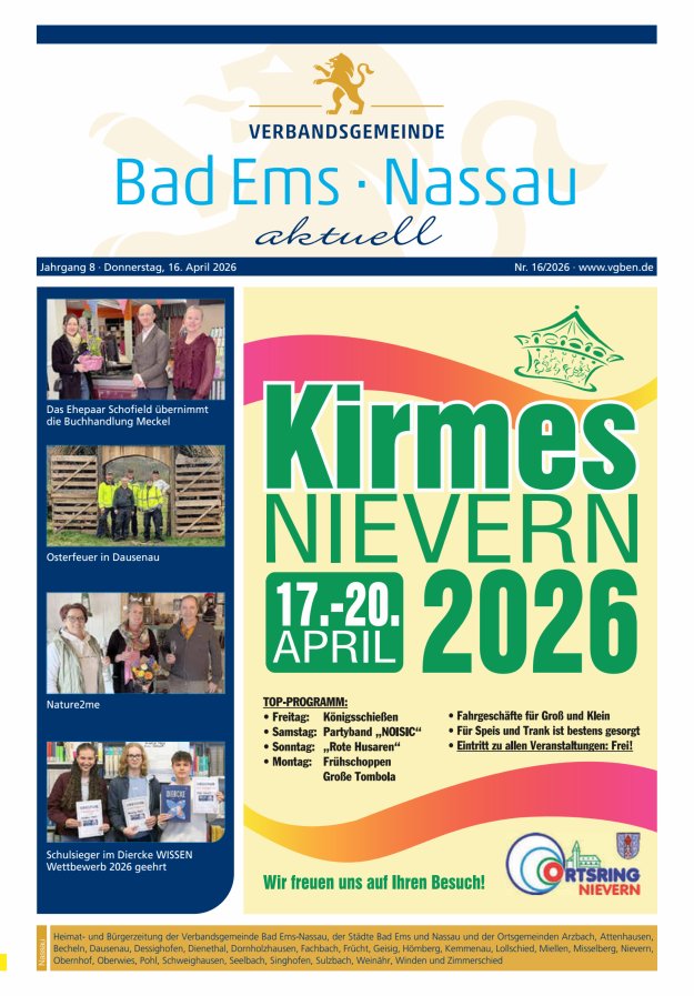 Bad Ems-Nassau aktuell Ausgabe Nassau Titelblatt 15/2026