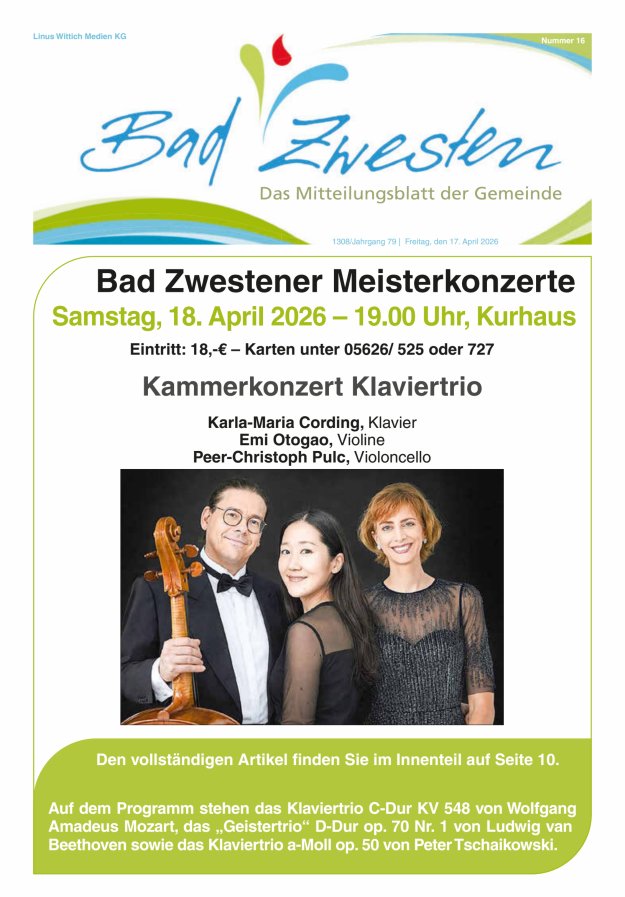 Heimatzeitung Bad Zwesten Titelblatt 16/2026