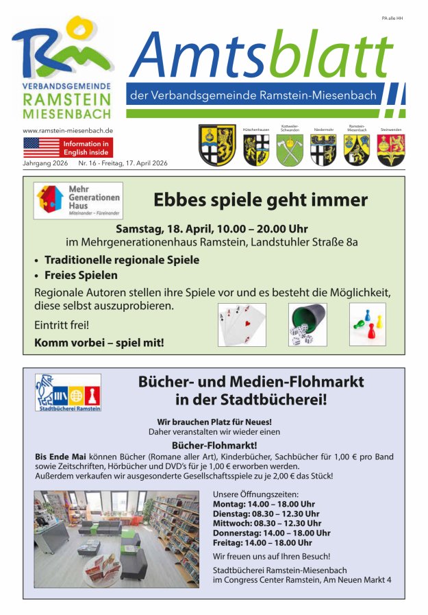 Amtsblatt VG Ramstein-Miesenbach Titelblatt 16/2026