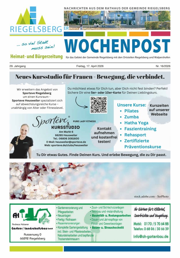 Riegelsberger Wochenpost Titelblatt 16/2026