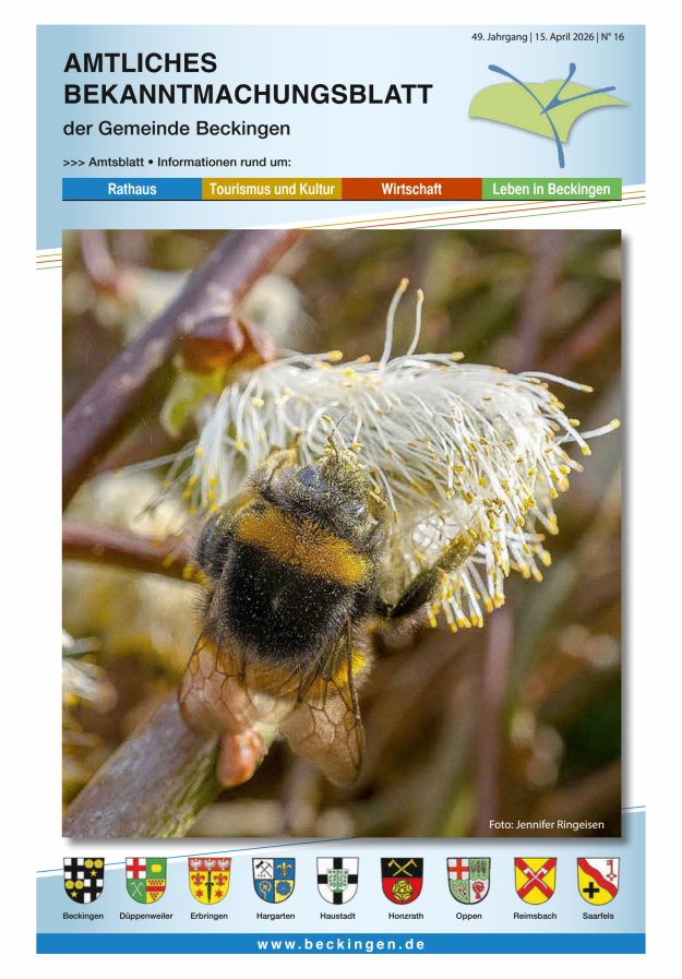 Amtsblatt Beckingen Titelblatt 16/2026