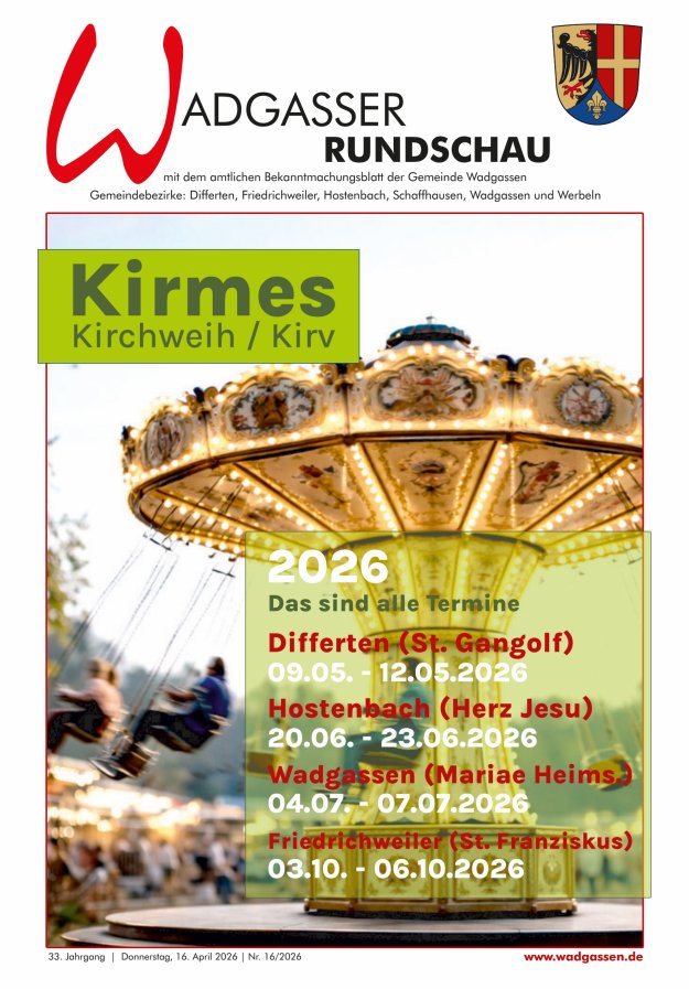 Wadgasser Rundschau Titelblatt 16/2026