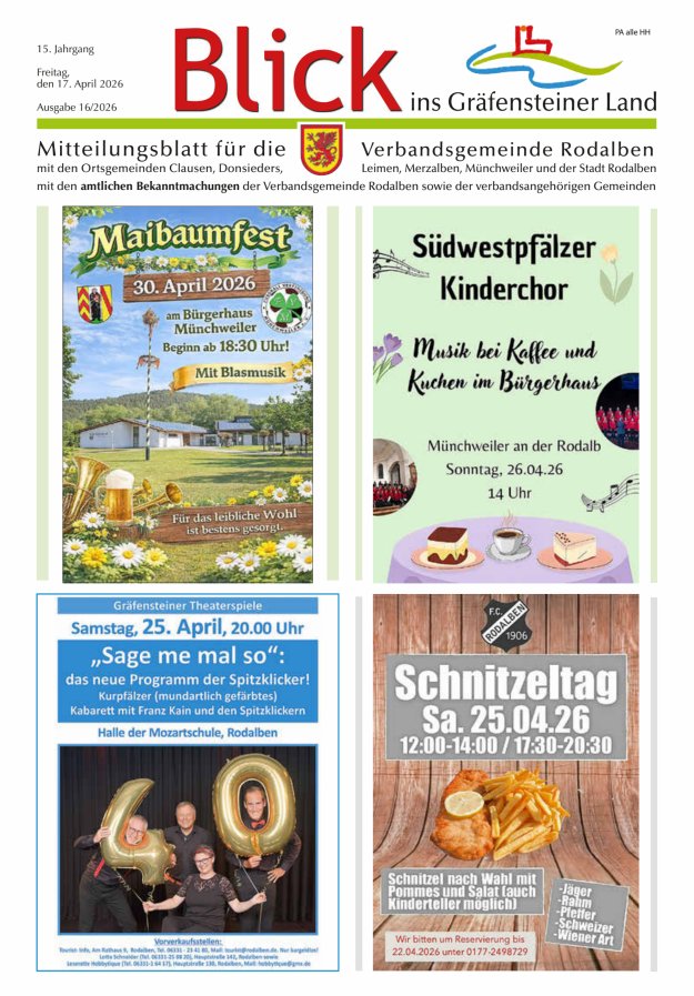 Blick ins Gräfensteiner Land VG Rodalben Titelblatt 16/2026