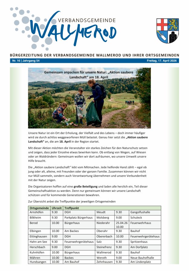 Wir über uns - Verbandsgemeinde Wallmerod Titelblatt 16/2026
