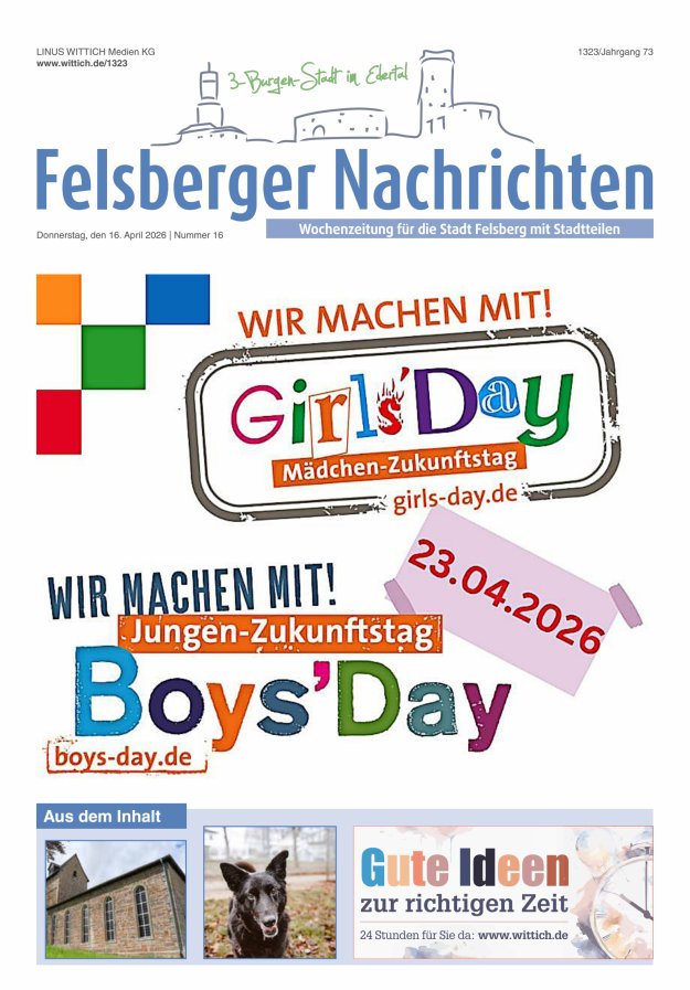 Felsberger Nachrichten Titelblatt 16/2026