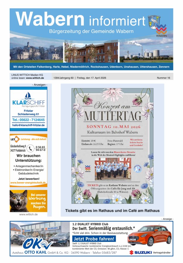 Wabern informiert Titelblatt 16/2026
