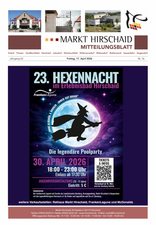 Mitteilungsblatt Markt Hirschaid Titelblatt 16/2026
