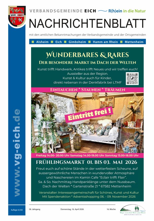 Nachrichtenblatt der VG Eich Titelblatt 16/2026