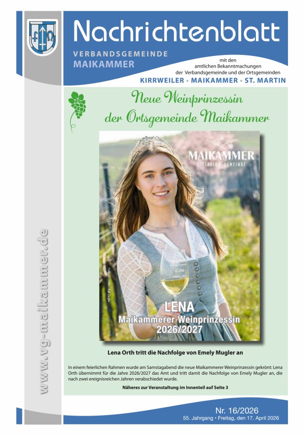 Nachrichtenblatt VG Maikammer Titelblatt 16/2026