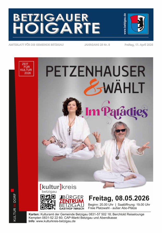 Betzigauer Hoigarte Amtsblatt der Gemeinde Betzigau Titelblatt 08/2026