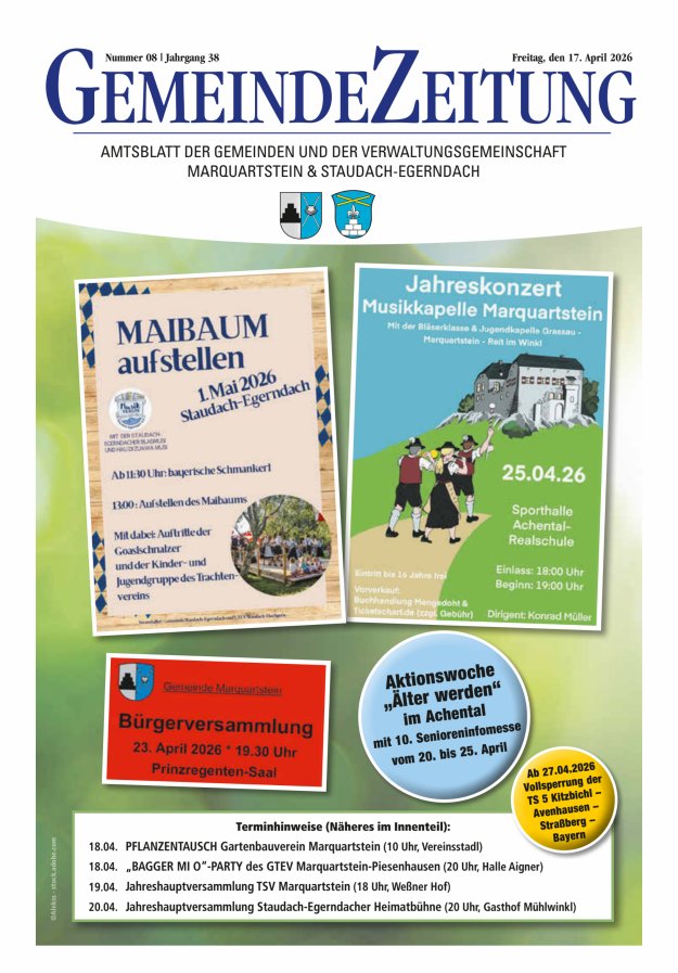 Marquartsteiner und Staudach-Egerndacher Nachrichten Titelblatt 08/2026