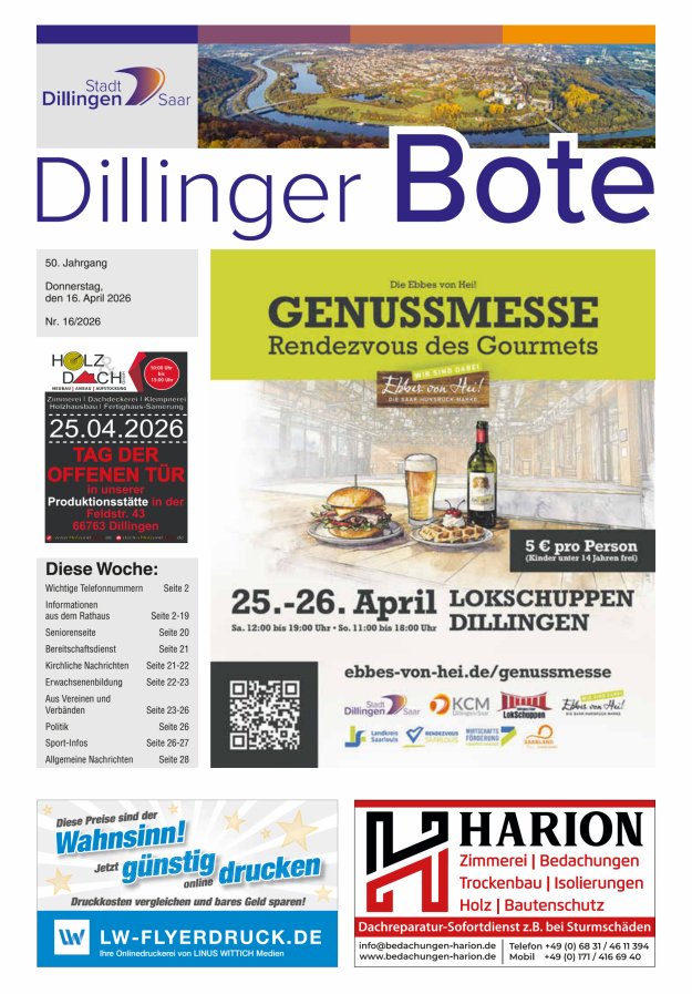 Dillinger Bote Titelblatt 16/2026