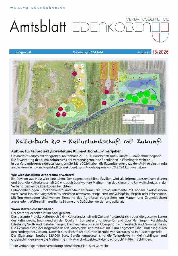 Amtsblatt VG Edenkoben Titelblatt 16/2026