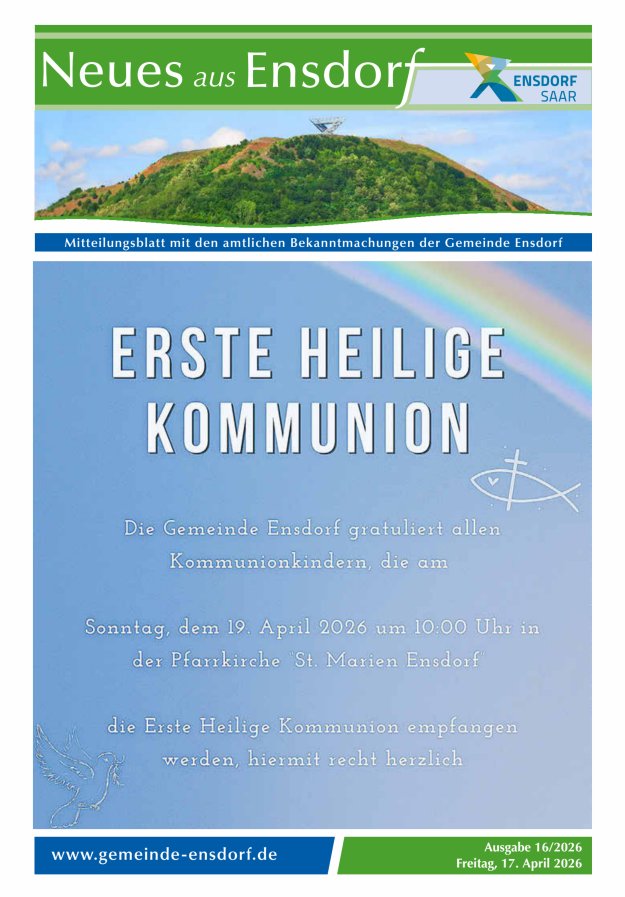 Neues aus Ensdorf Titelblatt 16/2026