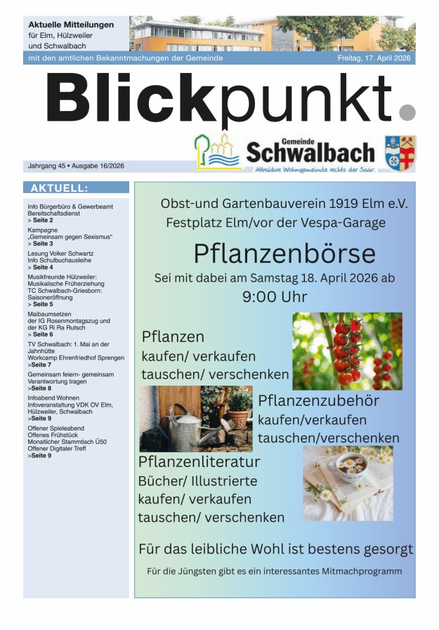 Blickpunkt Schwalbach Titelblatt 16/2026