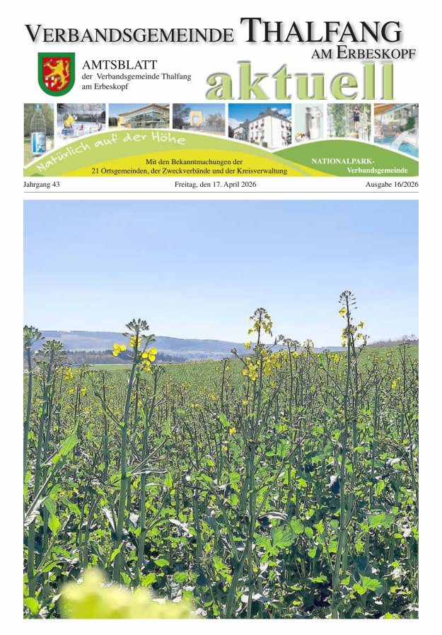 Thalfang aktuell - Amtsblatt VG Thalfang Titelblatt 16/2026