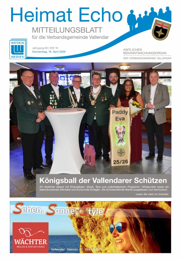 Heimat-Echo - Heimat- und Bürgerzeitung Verbandsgemeinde Vallendar Titelblatt 16/2026