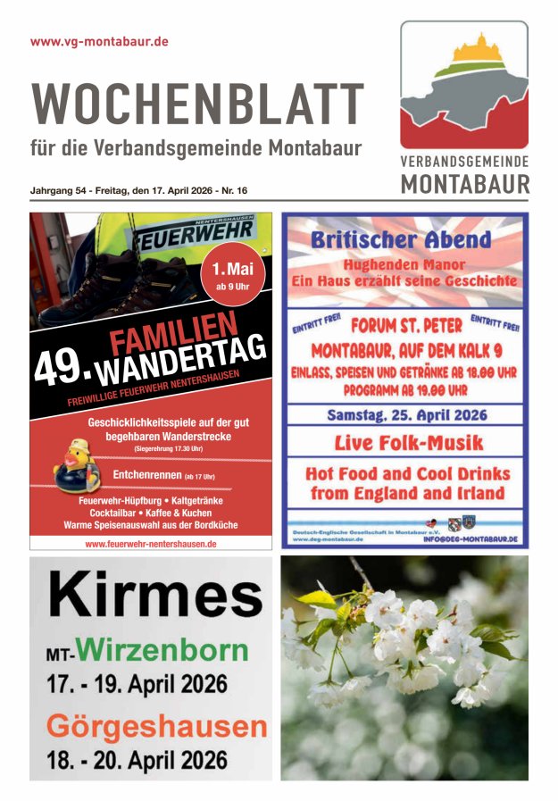 Wochenblatt der Verbandsgemeinde Montabaur Titelblatt 16/2026