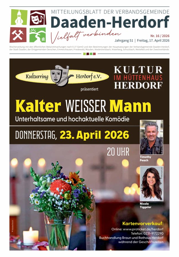 Mitteilungsblatt der Verbandsgemeinde Daaden-Herdorf Titelblatt 16/2026