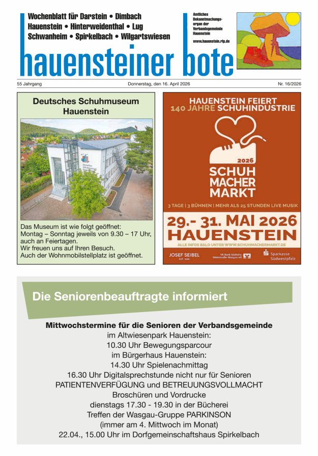 Hauensteiner Bote Titelblatt 16/2026