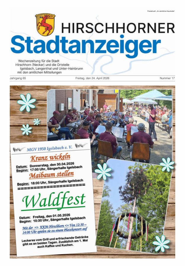 Hirschhorner Stadtanzeiger Titelblatt 17/2026