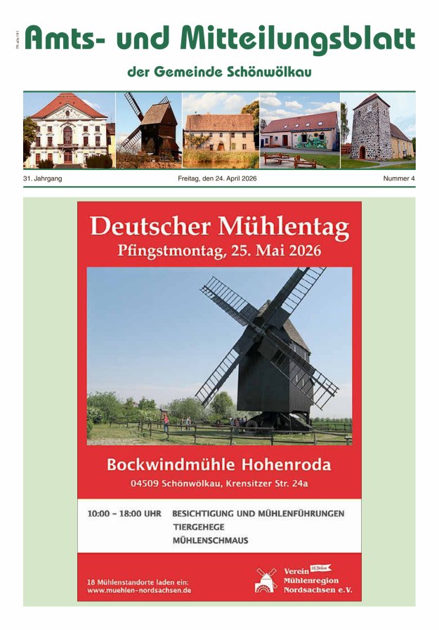 Amts- und Mitteilungsblatt der Gemeinde Schönwölkau Titelblatt 04/2026