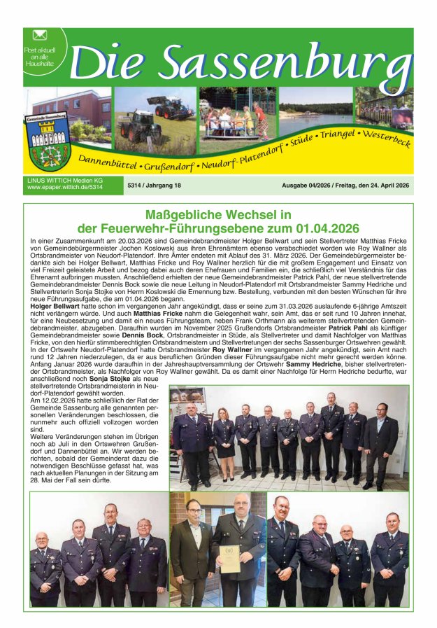 Die Sassenburg Titelblatt 04/2026