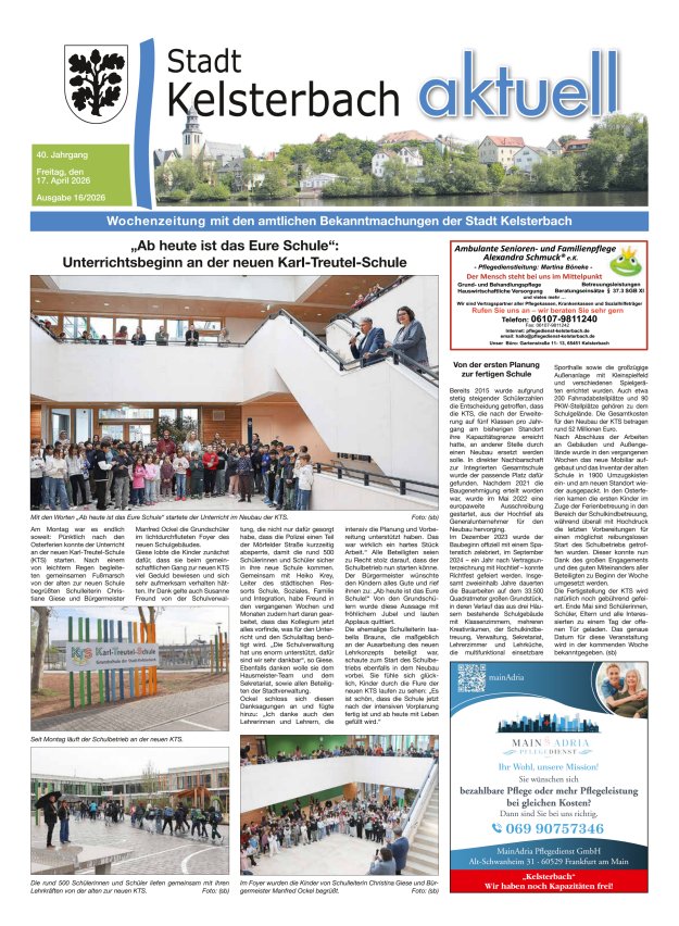 Kelsterbach aktuell Titelblatt 16/2026