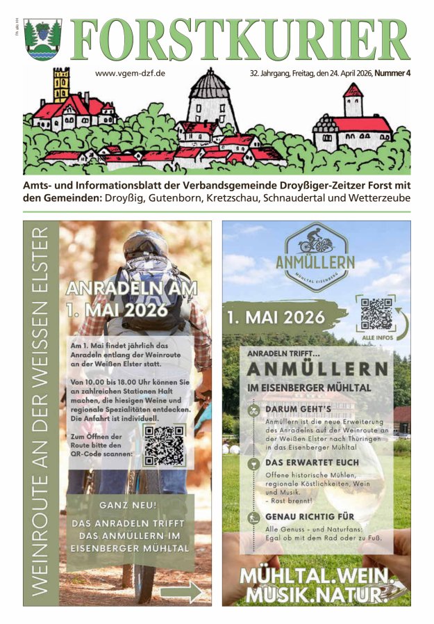Forstkurier Amts- u. Informationsblatt VG Droyßiger-Zeitzer Forst Titelblatt 04/2026