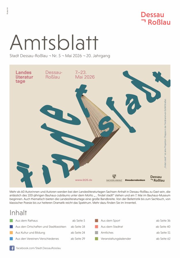 Amtsblatt Stadt Dessau-Roßlau Titelblatt 05/2026