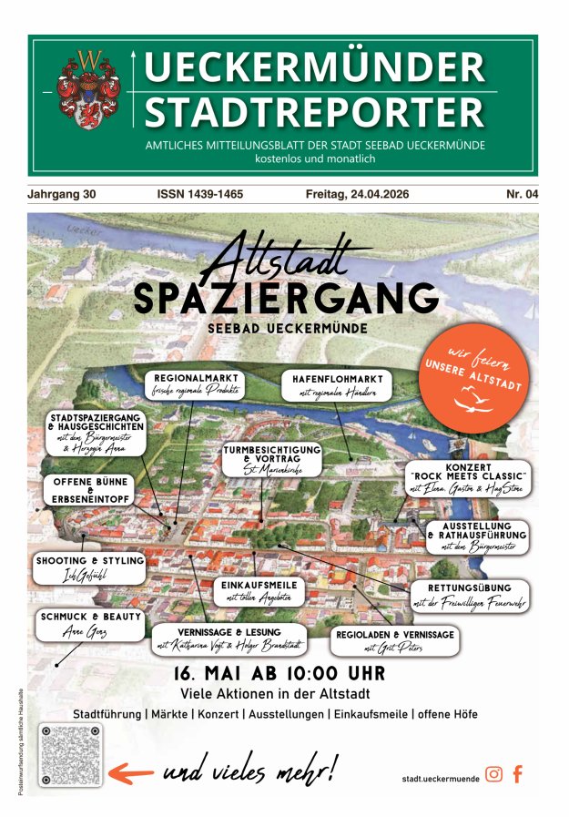 Ueckermünder Stadtreporter Titelblatt 04/2026